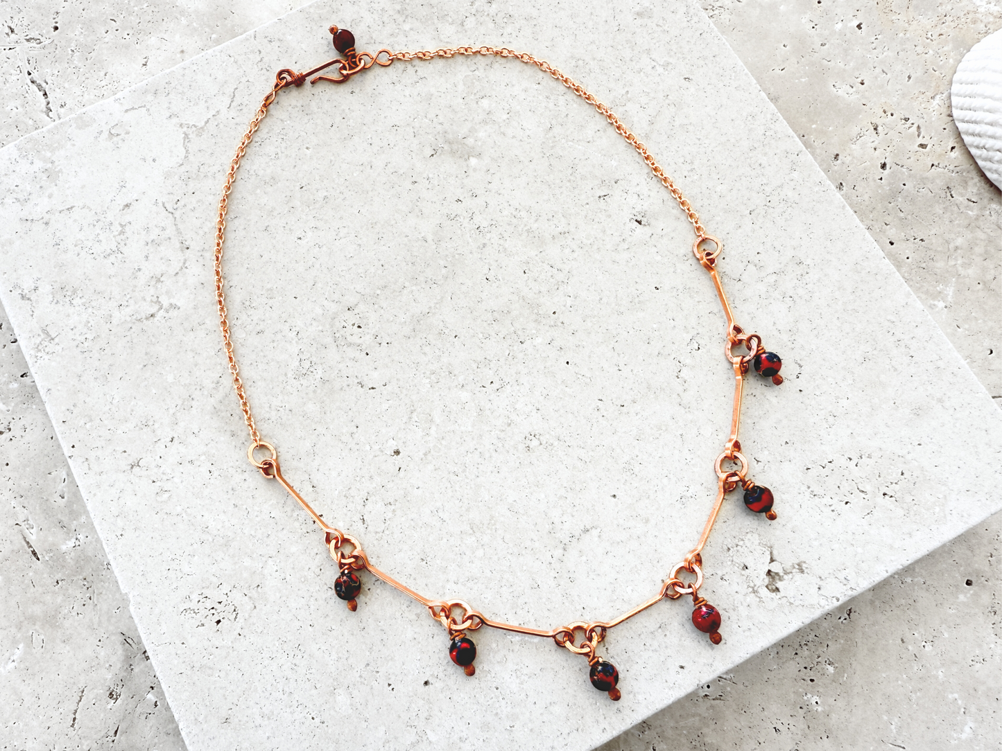 Crimson Drops Charm Necklace