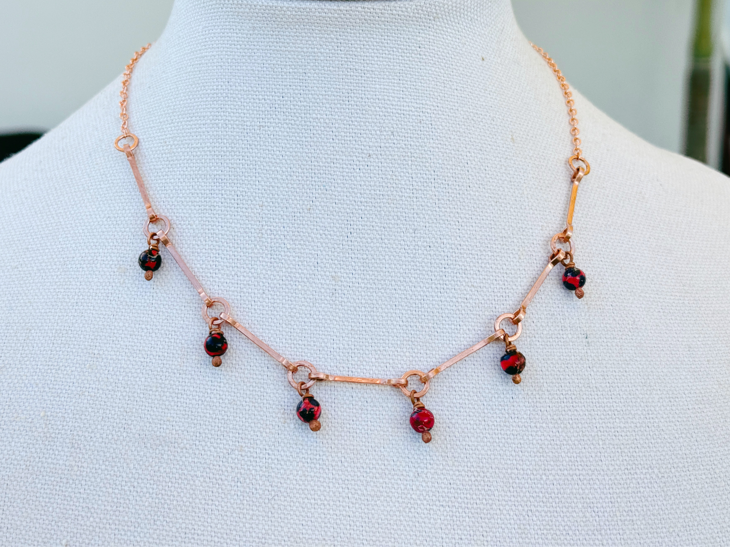 Crimson Drops Charm Necklace