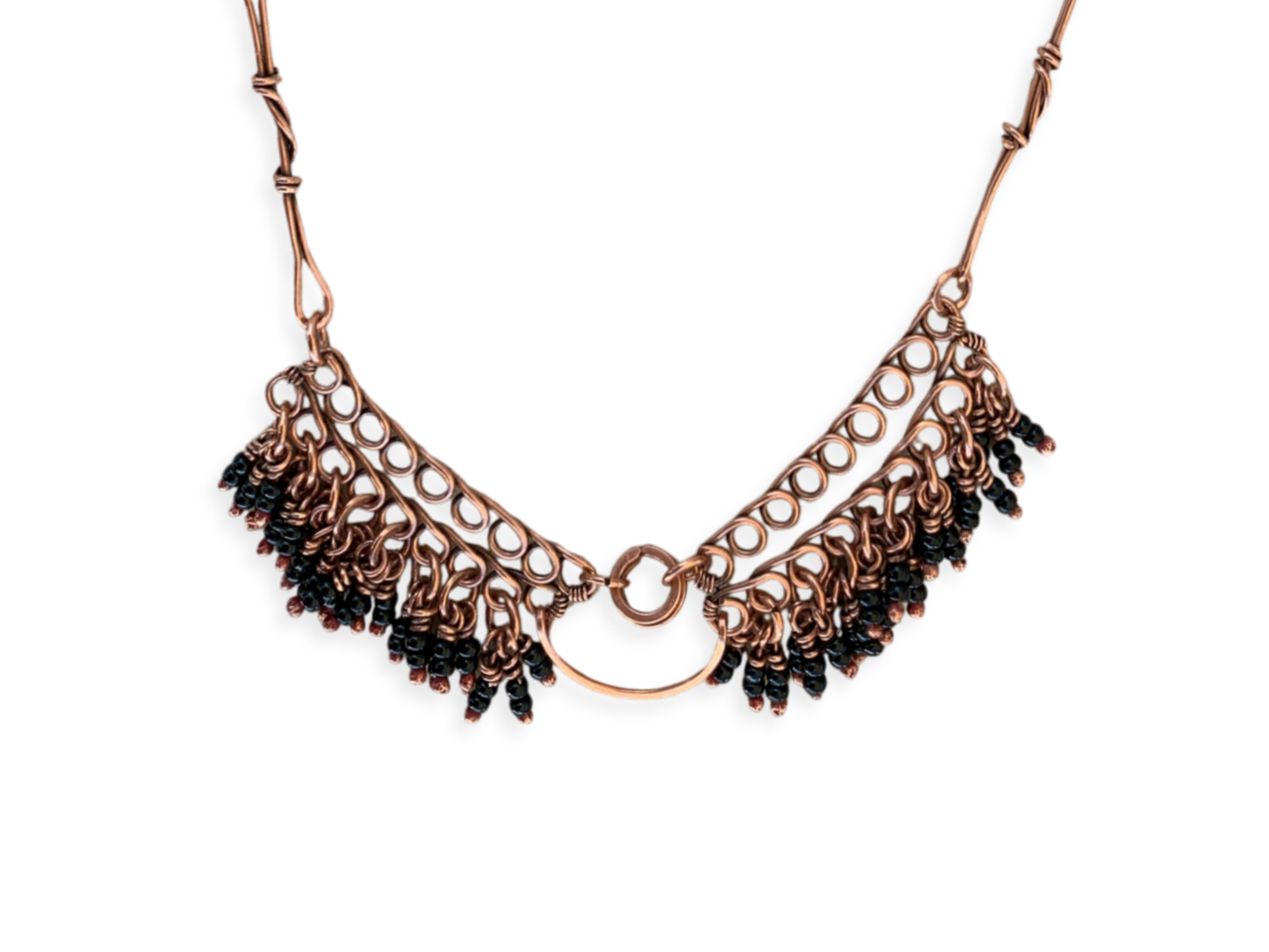 Black Crescent Fringe Necklace