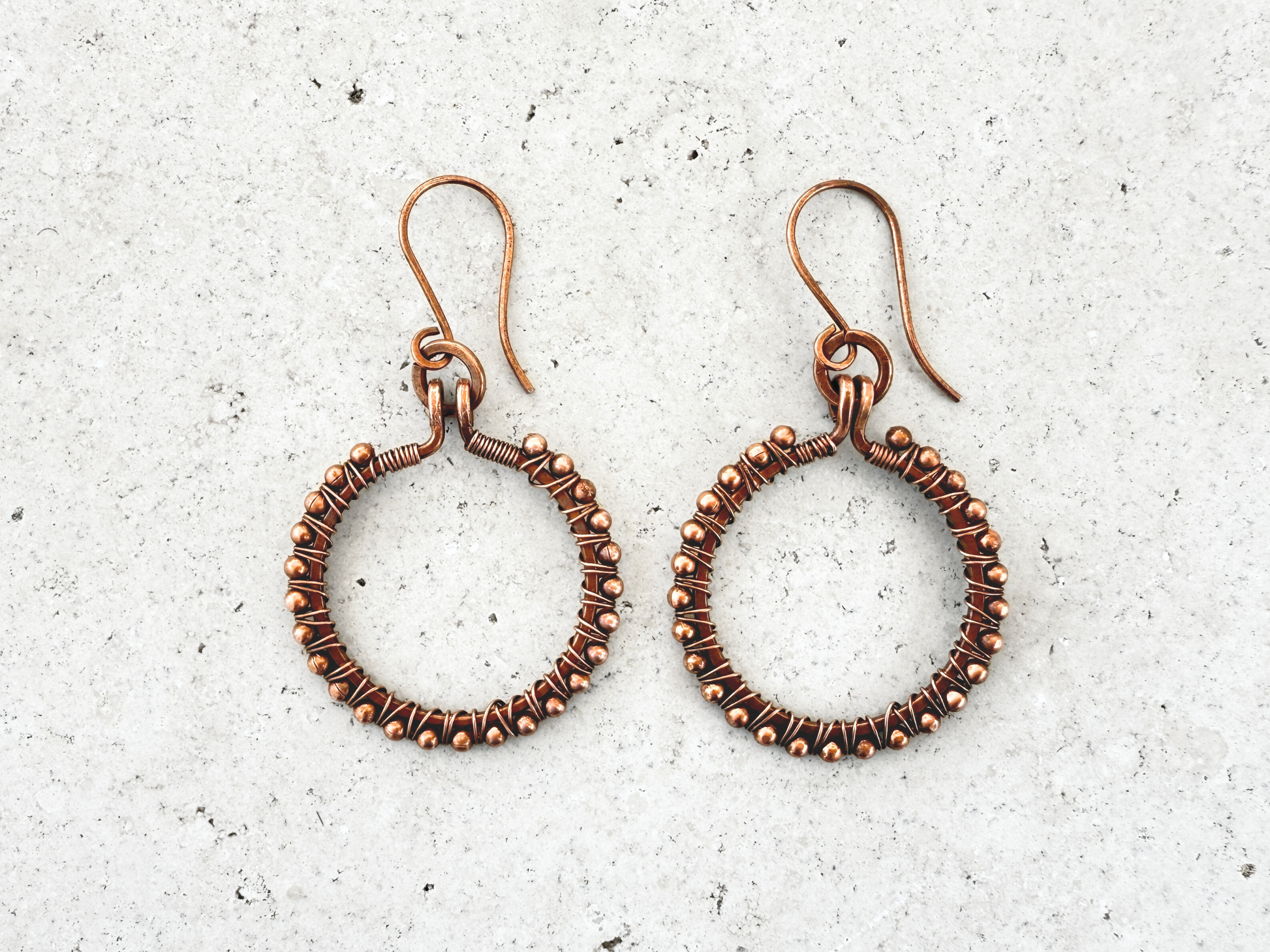 Copper Bead Hoops