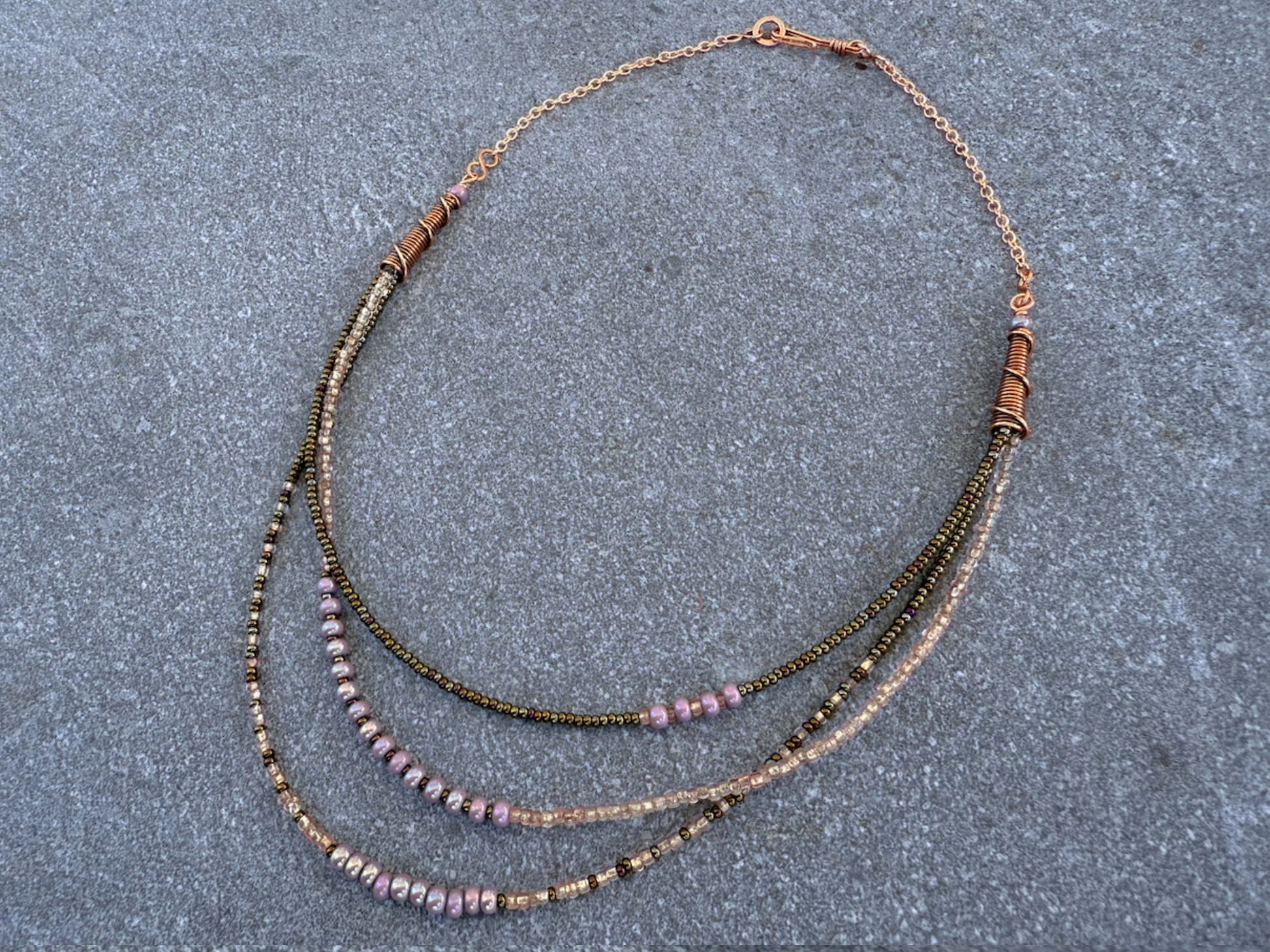 Purple Multi Strand Beaded Necklace