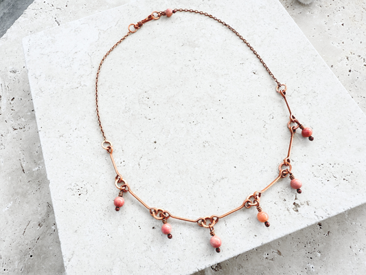 Pink Drops Charm Necklace