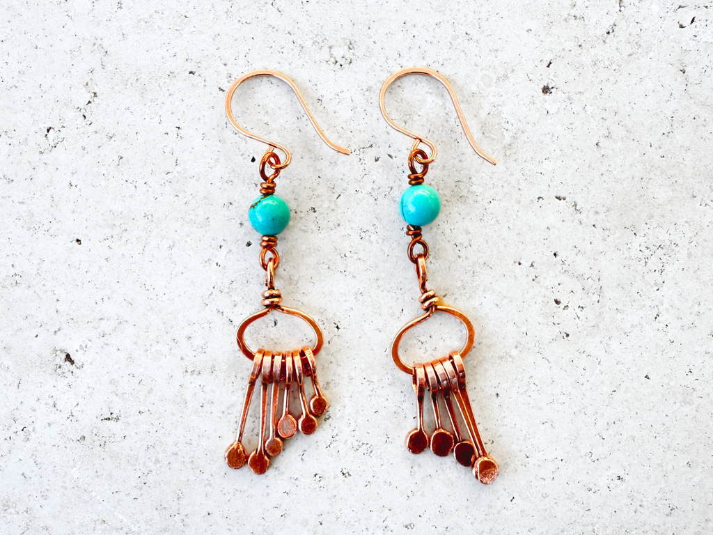 Turquoise Hammered Earrings
