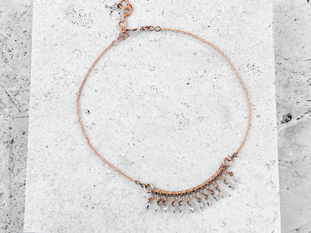 Crystal Fringe Bar Necklace