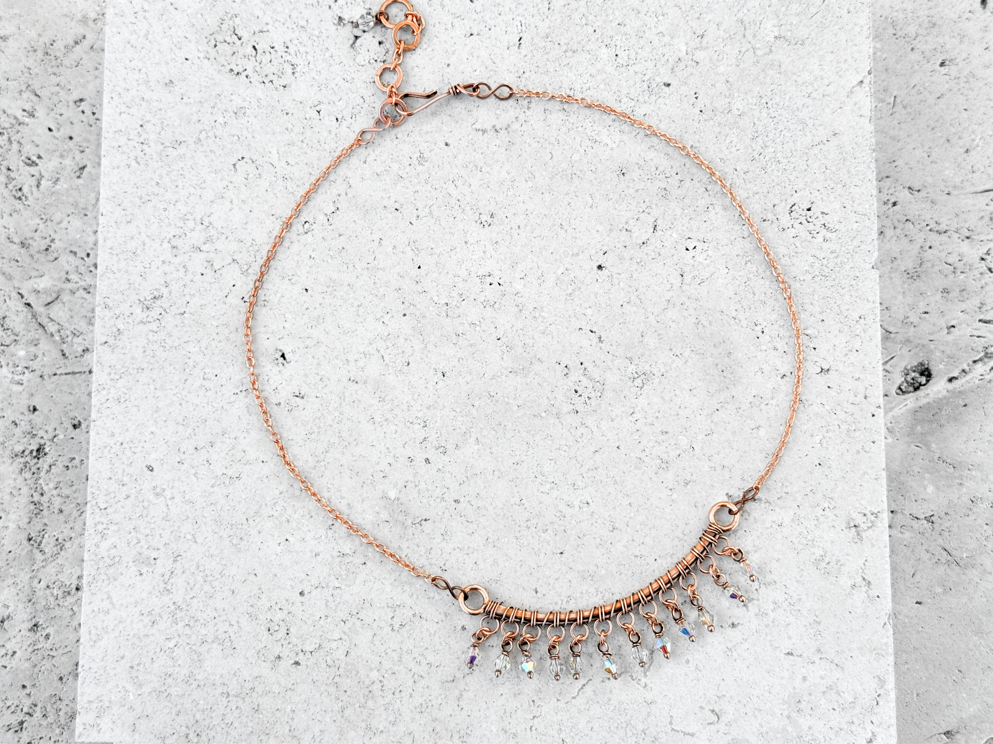 Crystal Fringe Bar Necklace