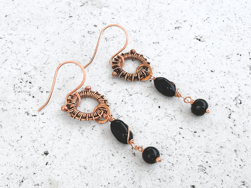 Black Glass Mandala Dangles