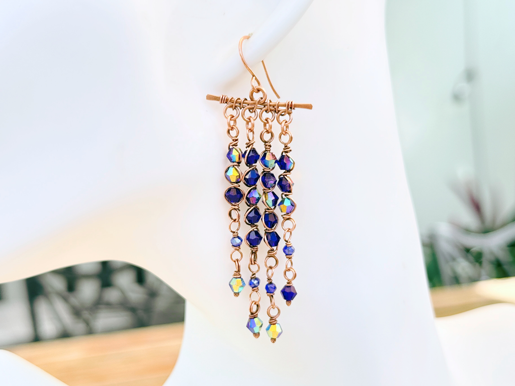 Blue Crystal Chandelier Earrings