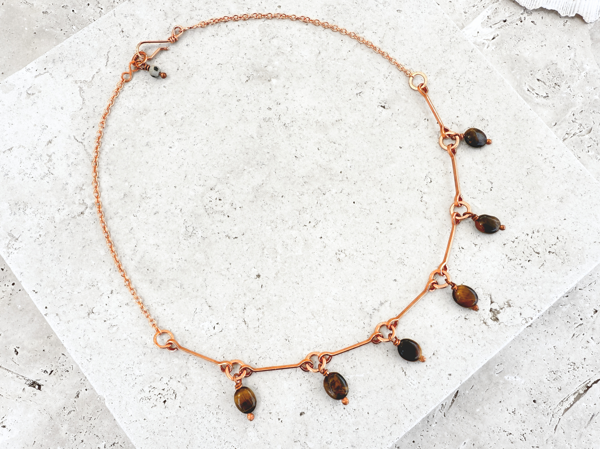 Tiger Eye Drops Charm Necklace