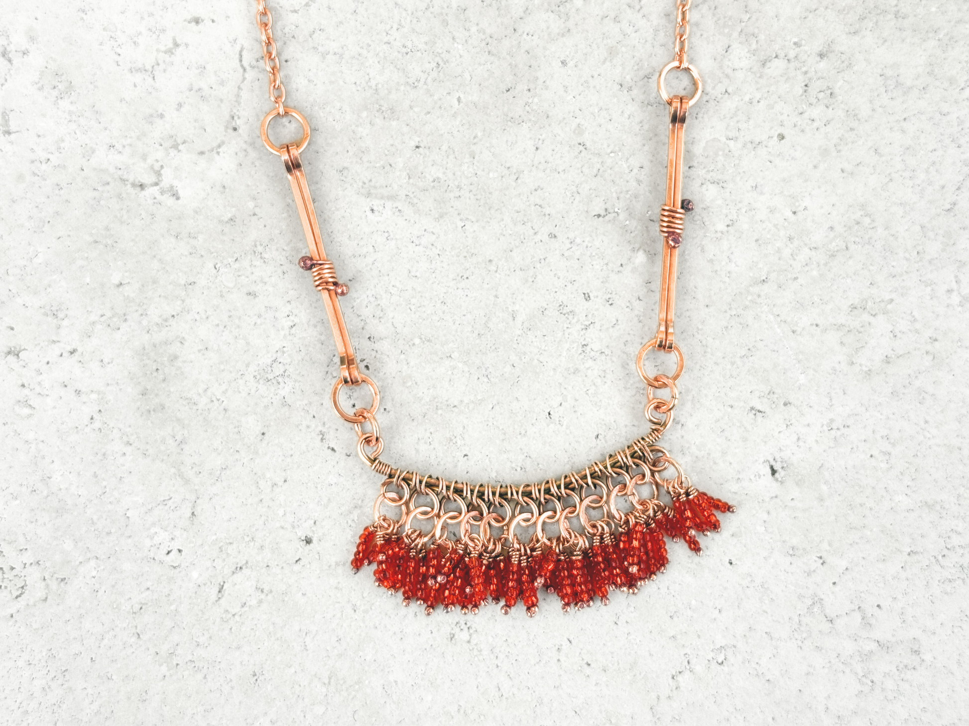 Orange Bone Fringe Necklace