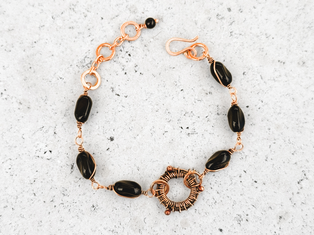 Black Glass Mandala Bracelet