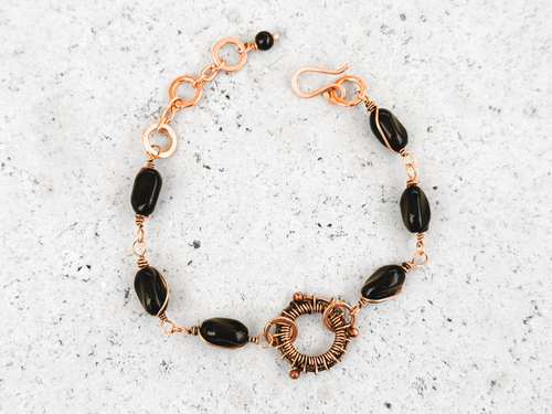 Black Glass Mandala Bracelet