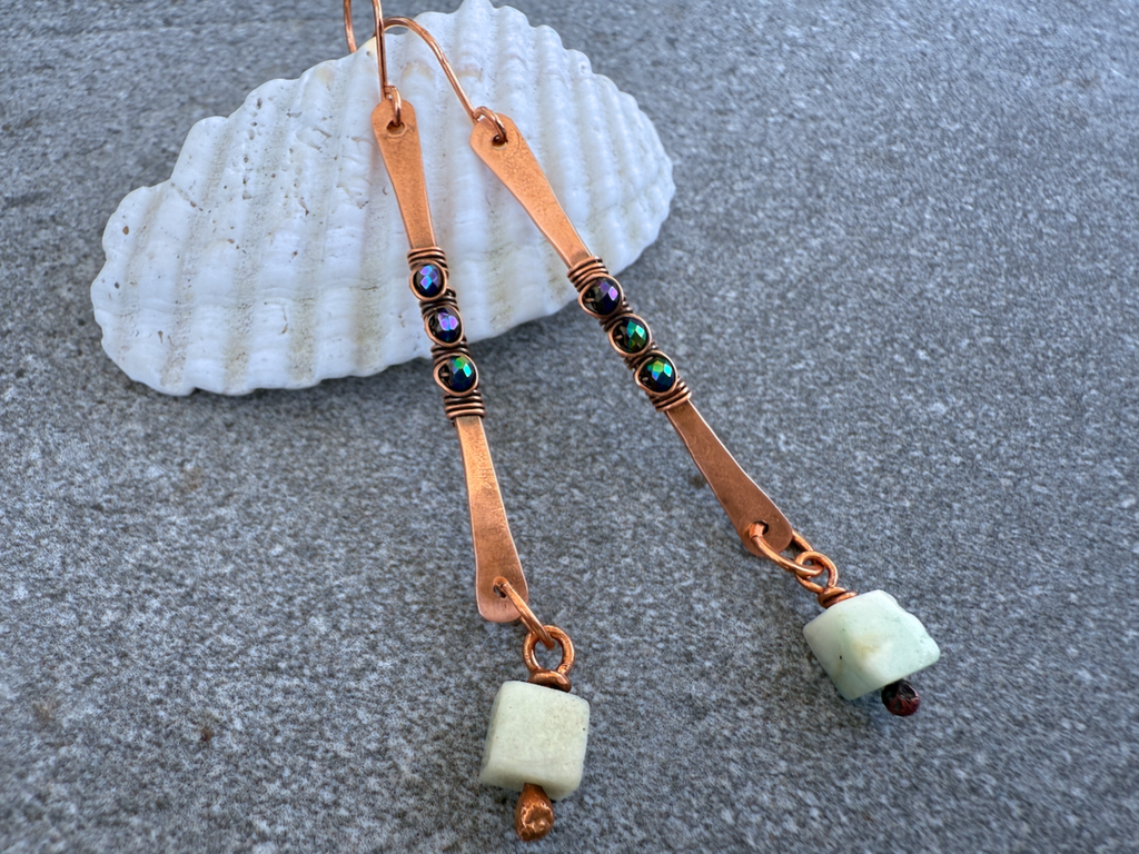 Amazonite Cube Earrings