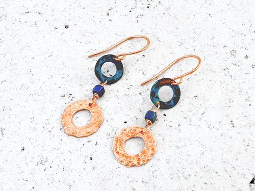 Verdigris Hammered Duo Dangles