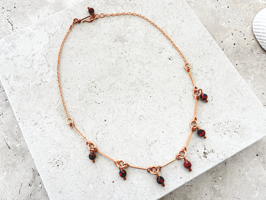 Crimson Drops Charm Necklace
