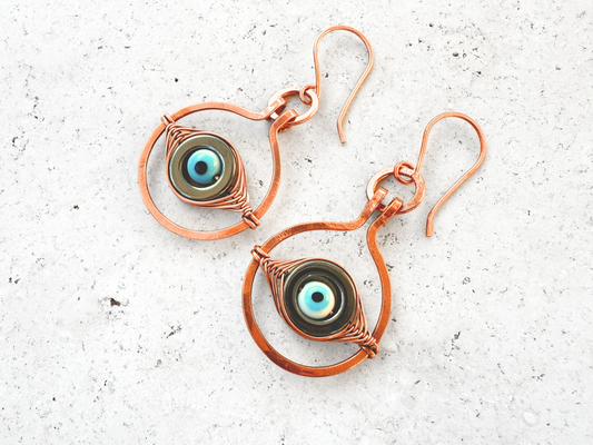 Evil Eye Hoop Dangles