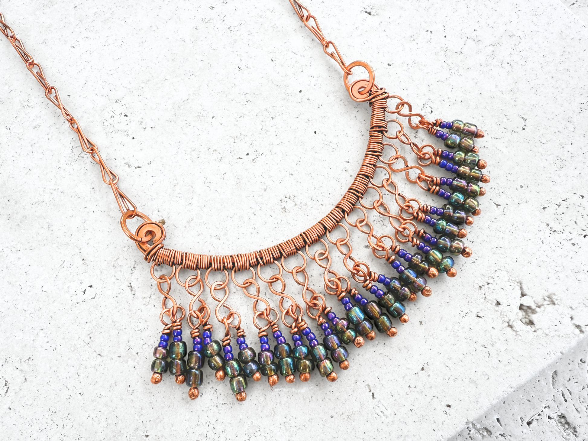 Peacock Fringe Necklace