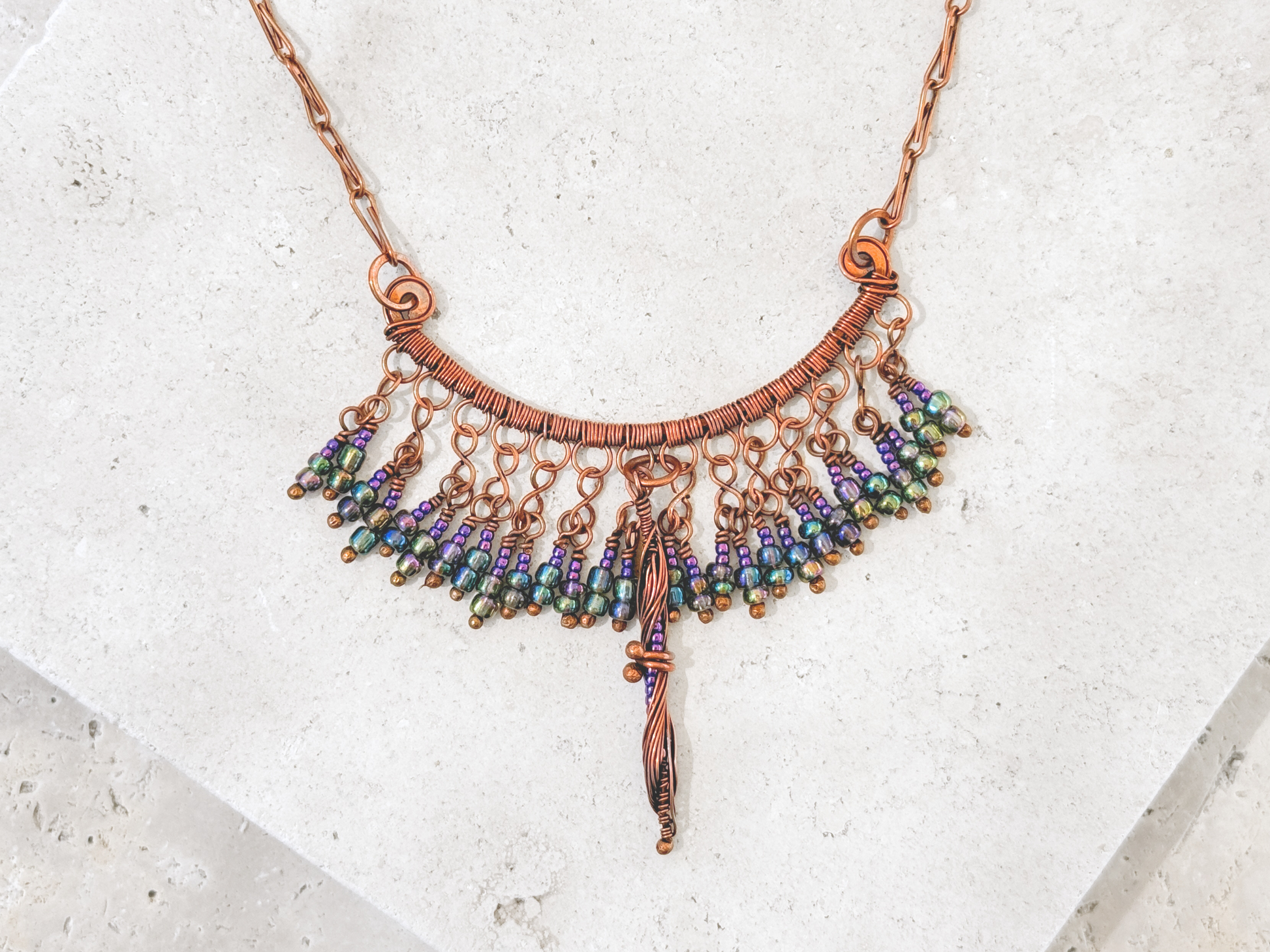 Peacock Fringe Necklace