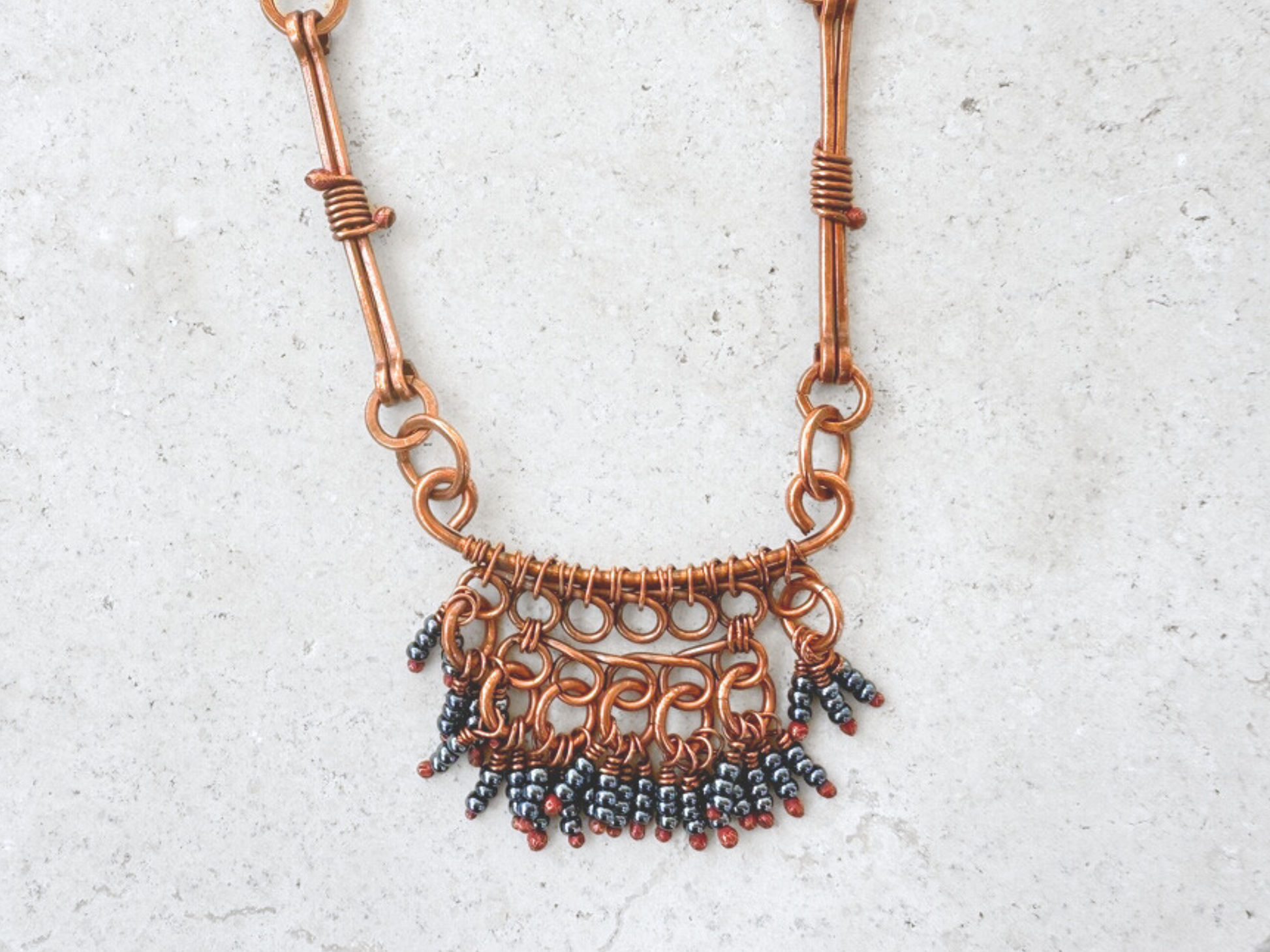Grey Bone Fringe Necklace