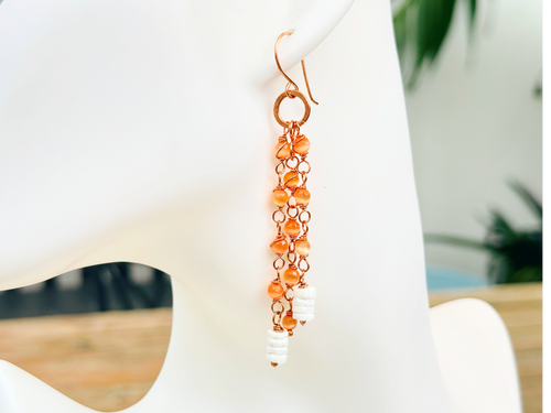 Orange Agate Cascade Earrings