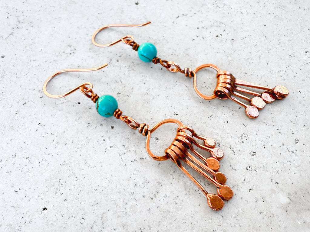 Turquoise Hammered Earrings
