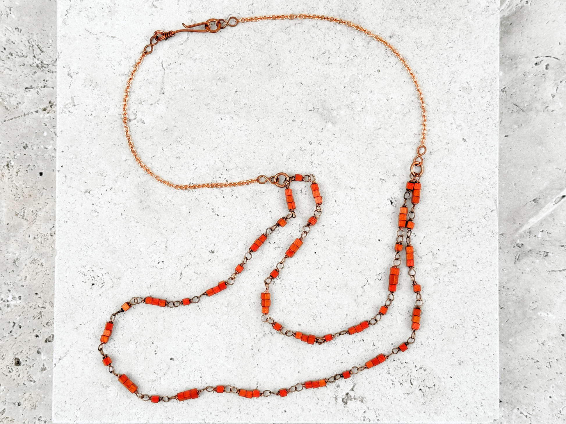 Multistrand Orange Cube Necklace