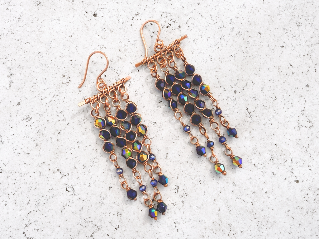 Blue Crystal Chandelier Earrings