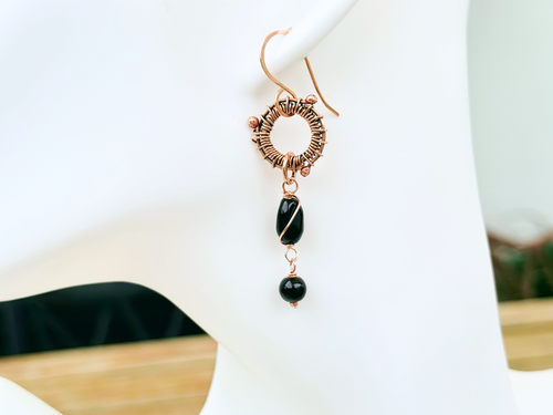 Black Glass Mandala Dangles