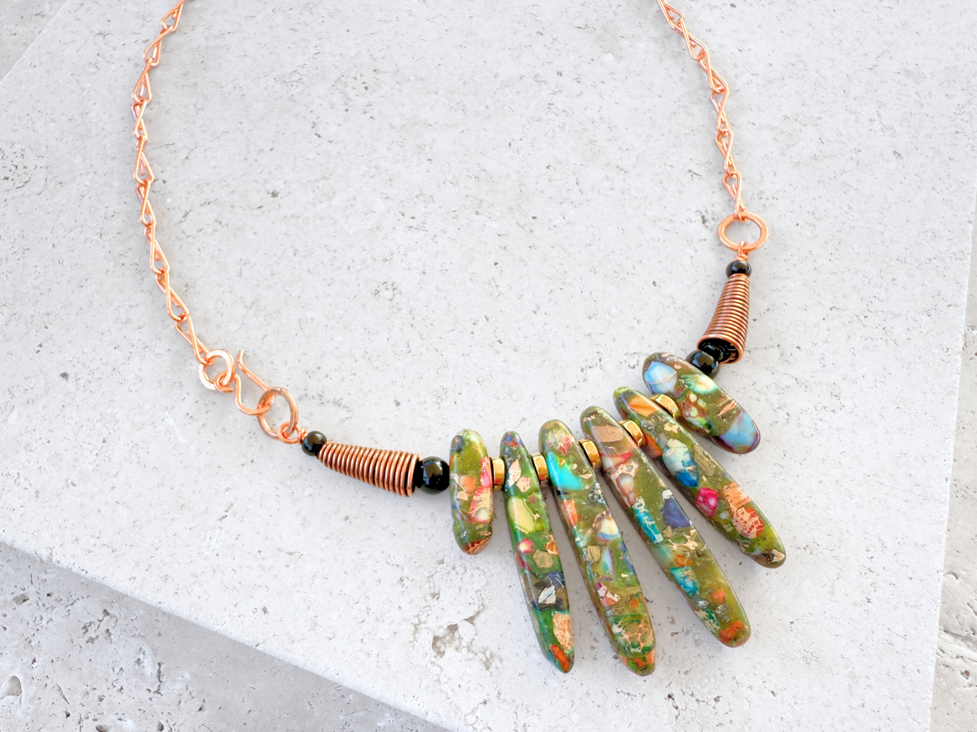 Mosaic Stone Bib Necklace