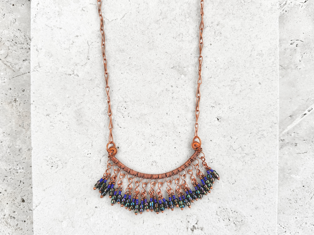 Peacock Fringe Necklace