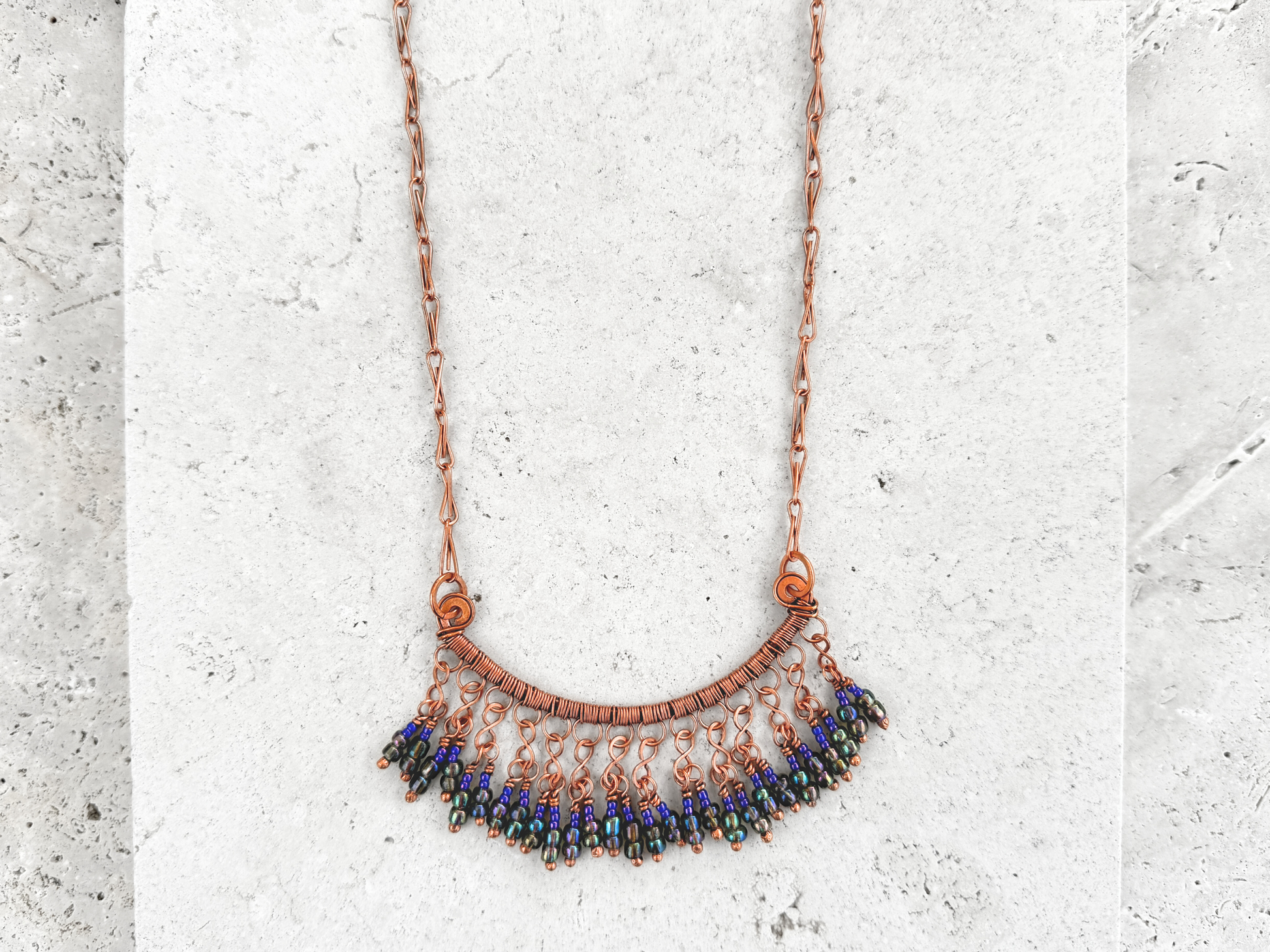 Peacock Fringe Necklace