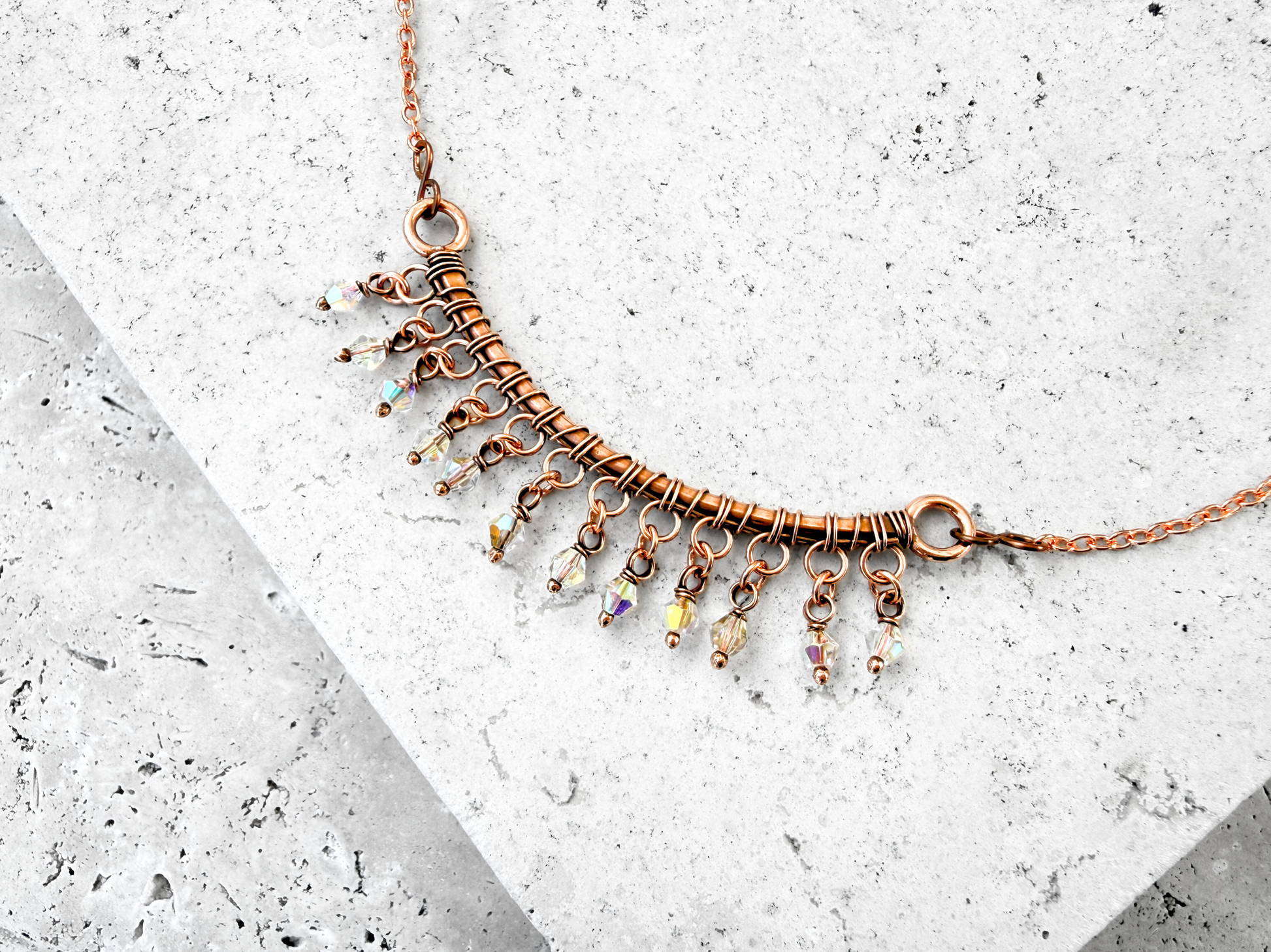 Crystal Fringe Bar Necklace