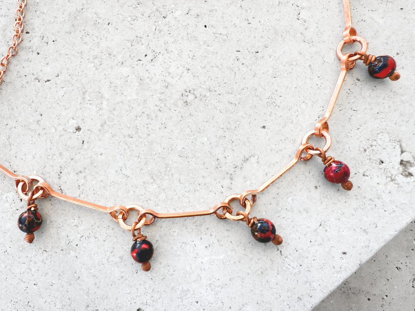 Crimson Drops Charm Necklace