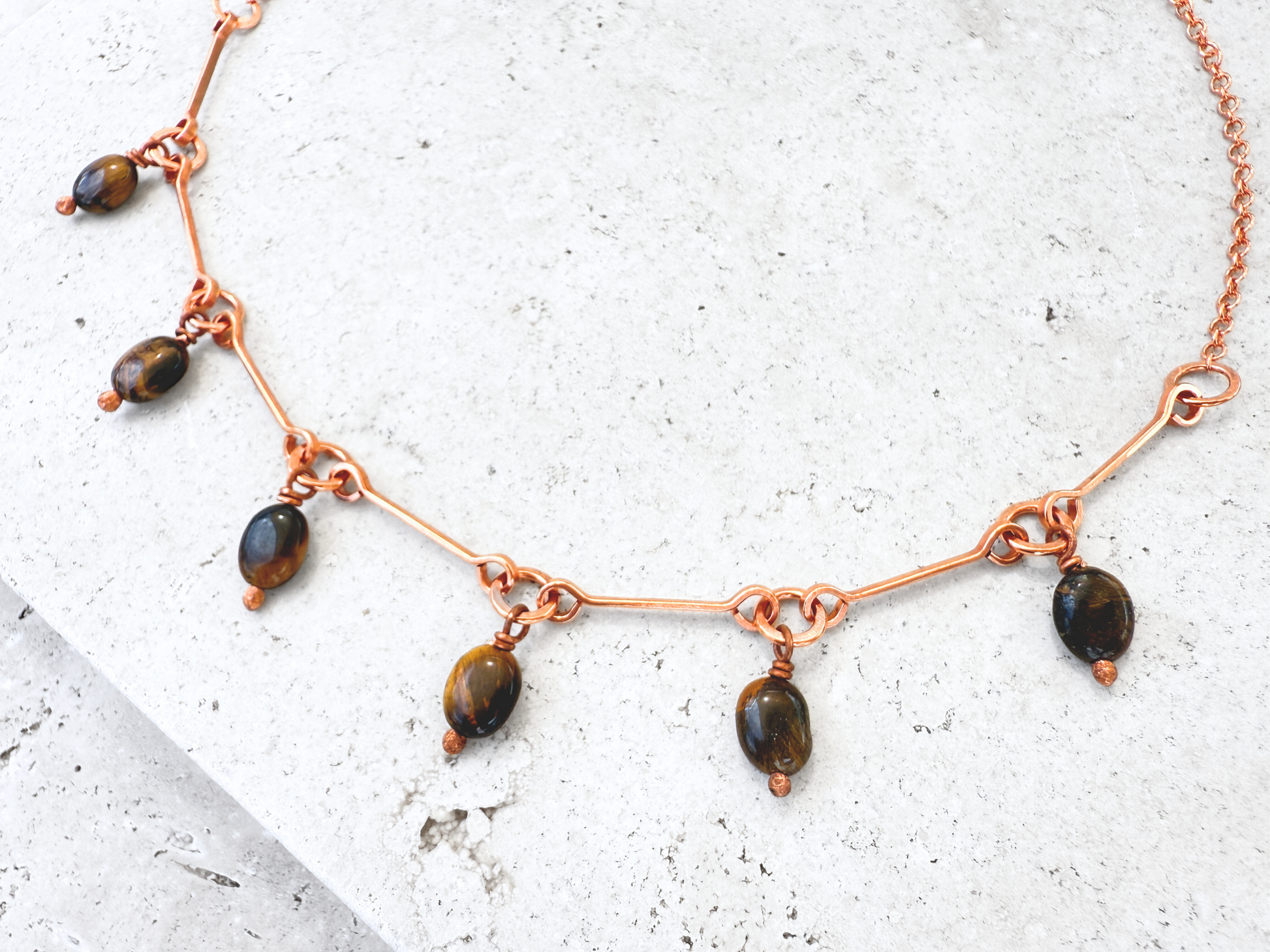 Tiger Eye Drops Charm Necklace