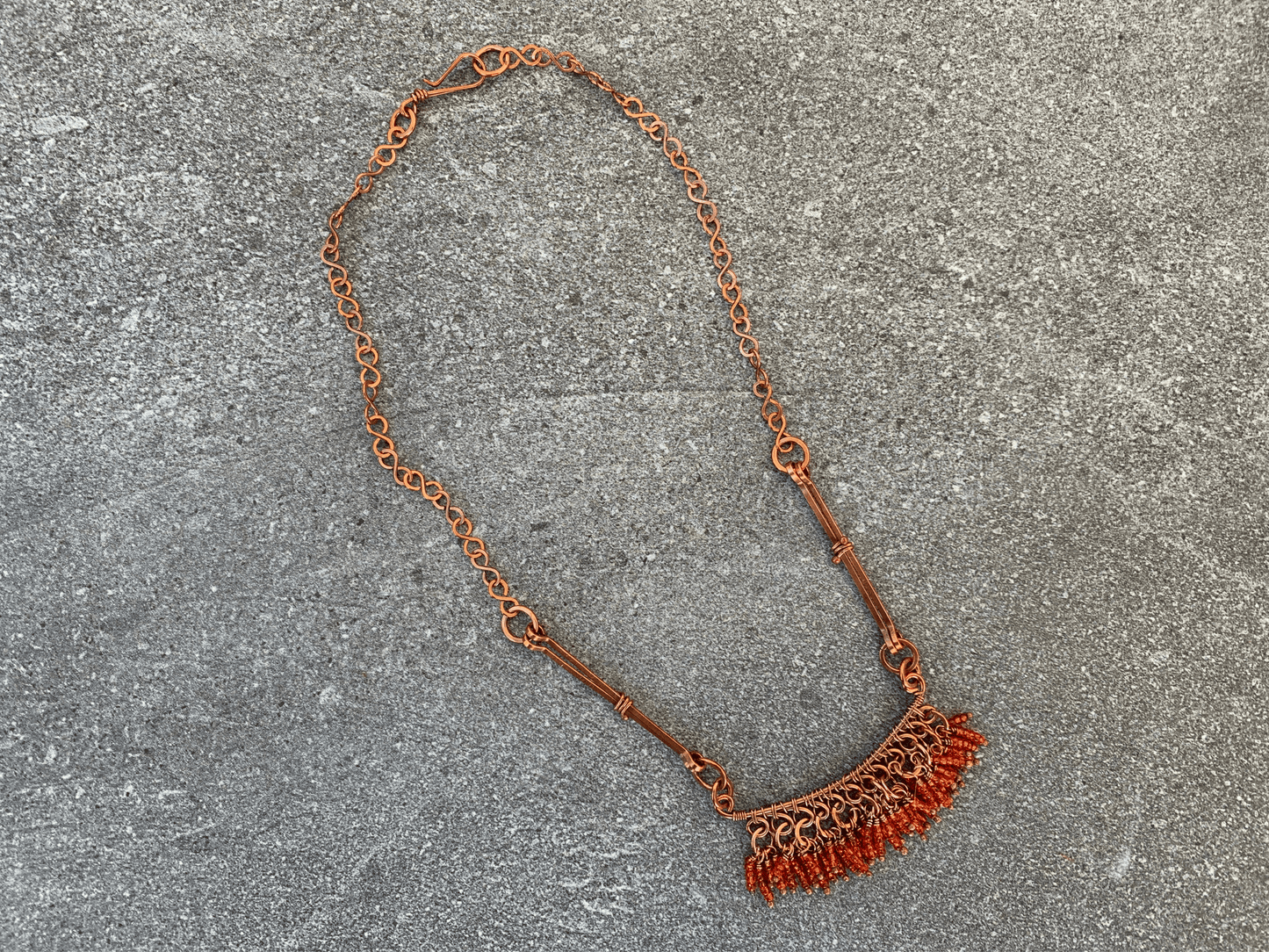 Orange Bone Fringe Necklace