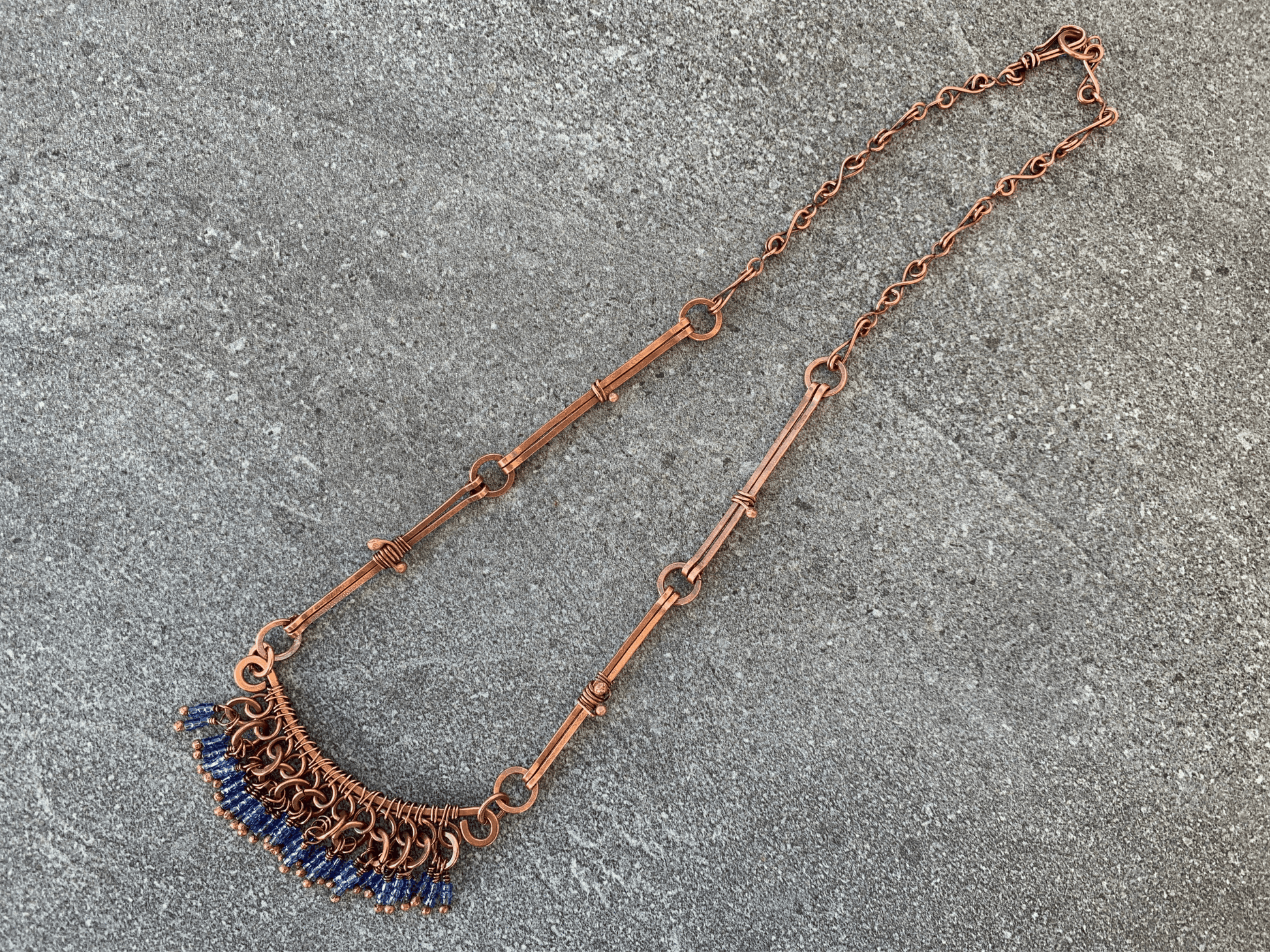 Blue Bone Fringe Necklace