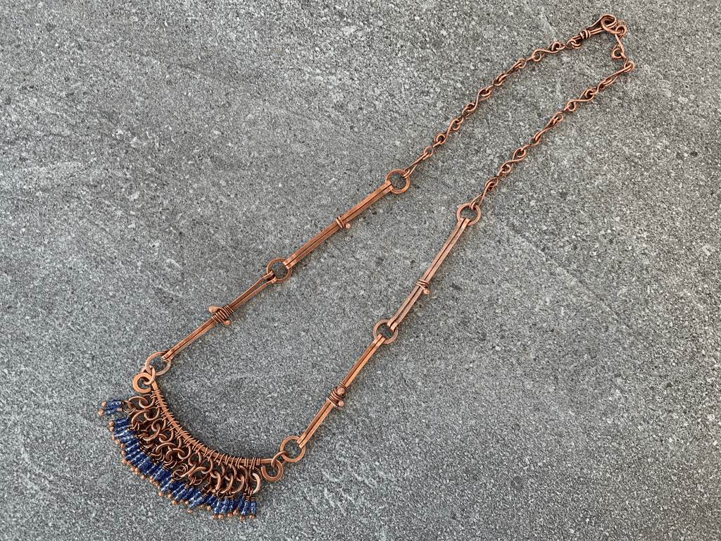 Blue Bone Fringe Necklace
