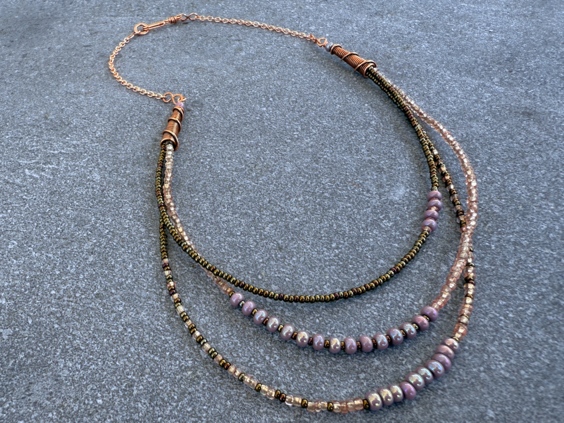 Purple Multi Strand Beaded Necklace