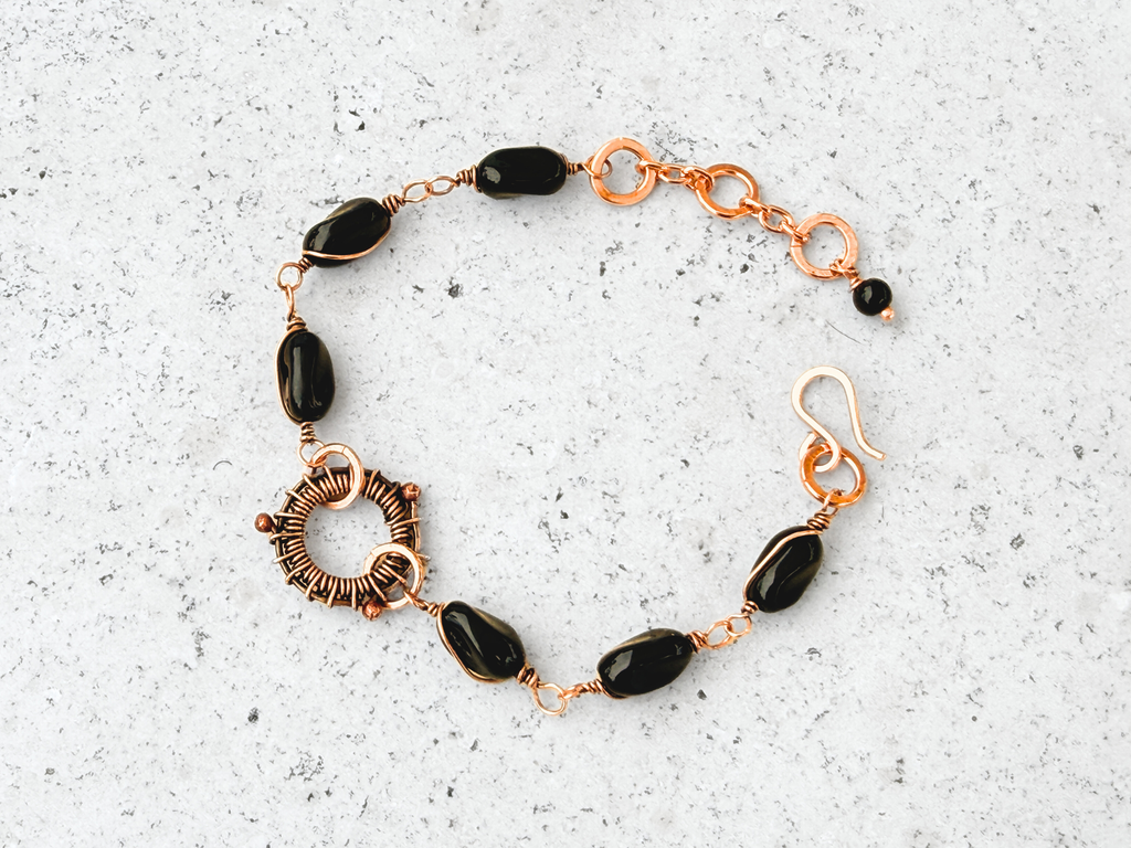 Black Glass Mandala Bracelet