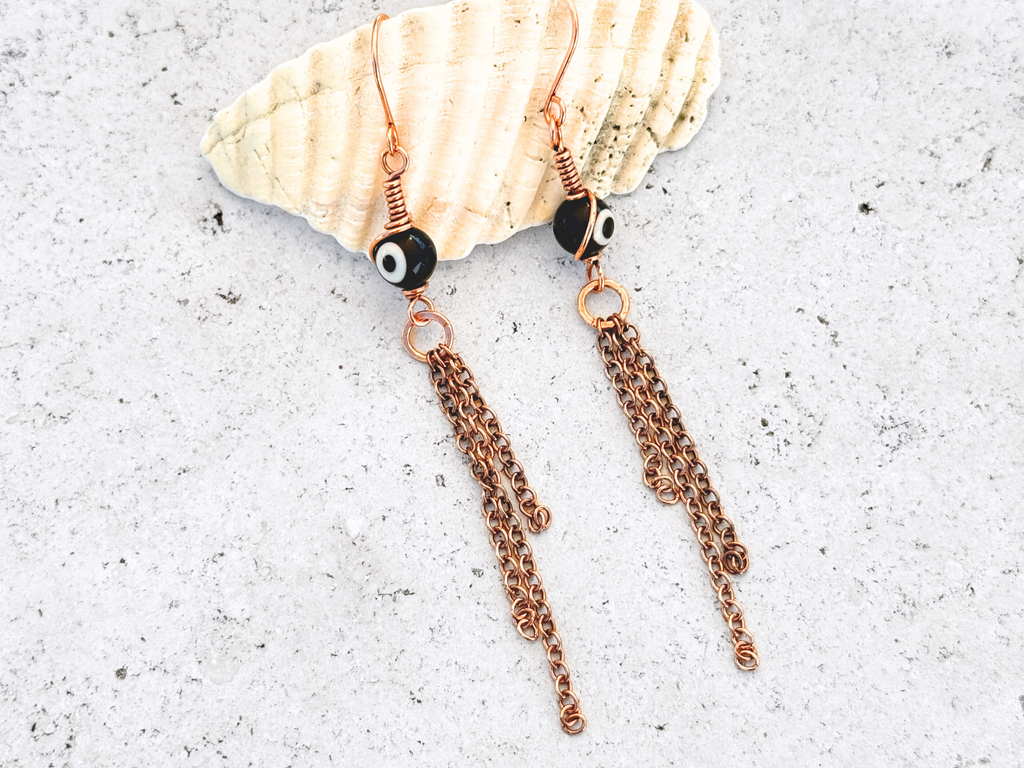 Evil Eye Fringe Earrings