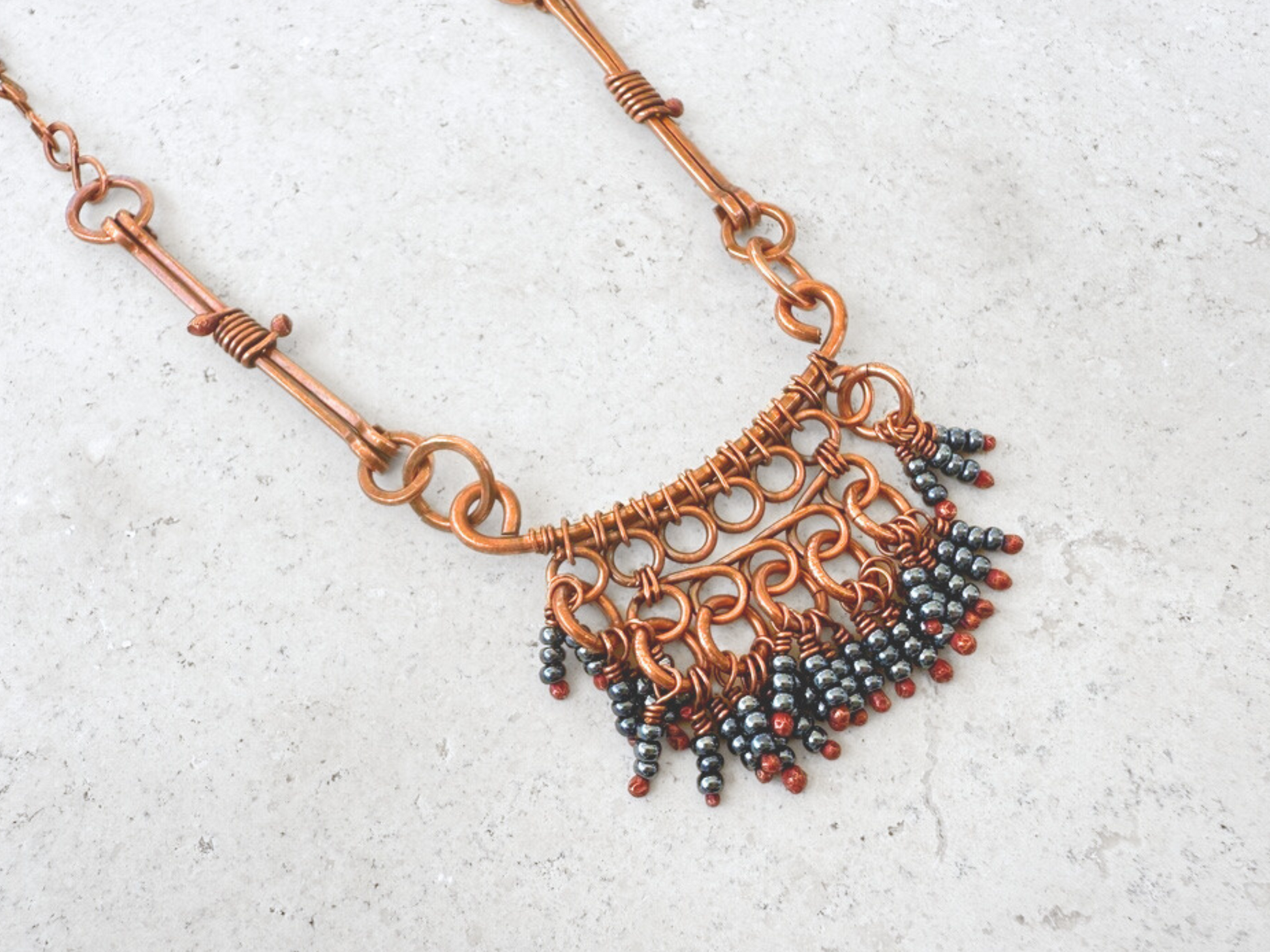 Grey Bone Fringe Necklace