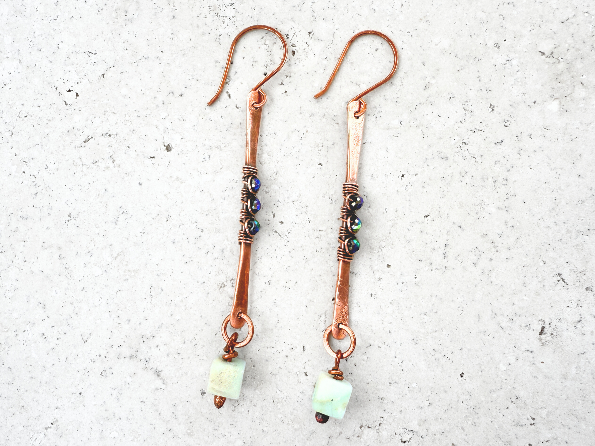 Amazonite Cube Earrings