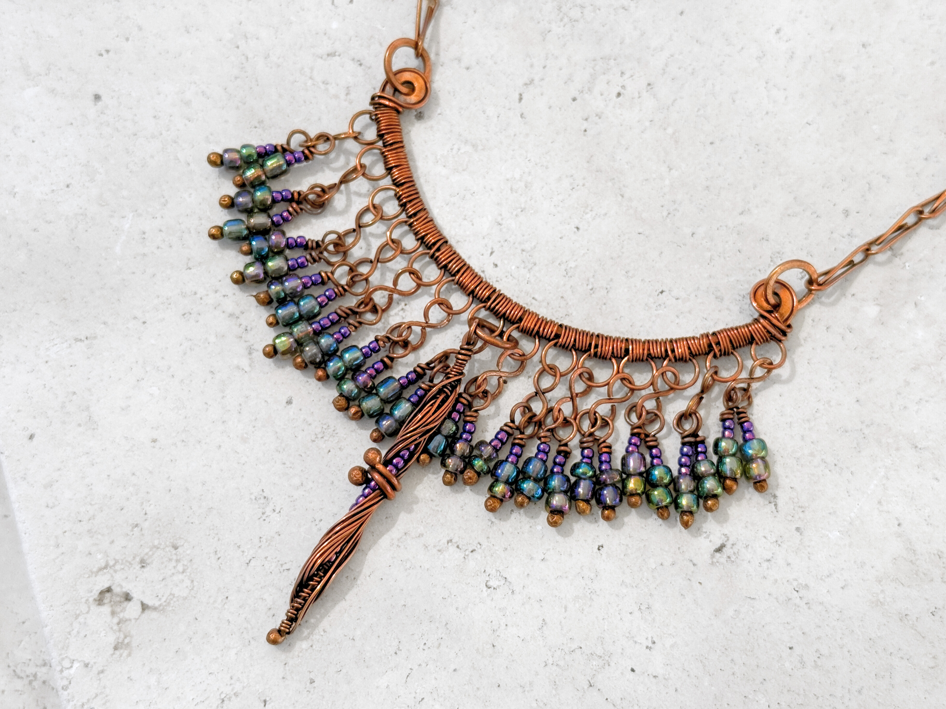 Peacock Fringe Necklace