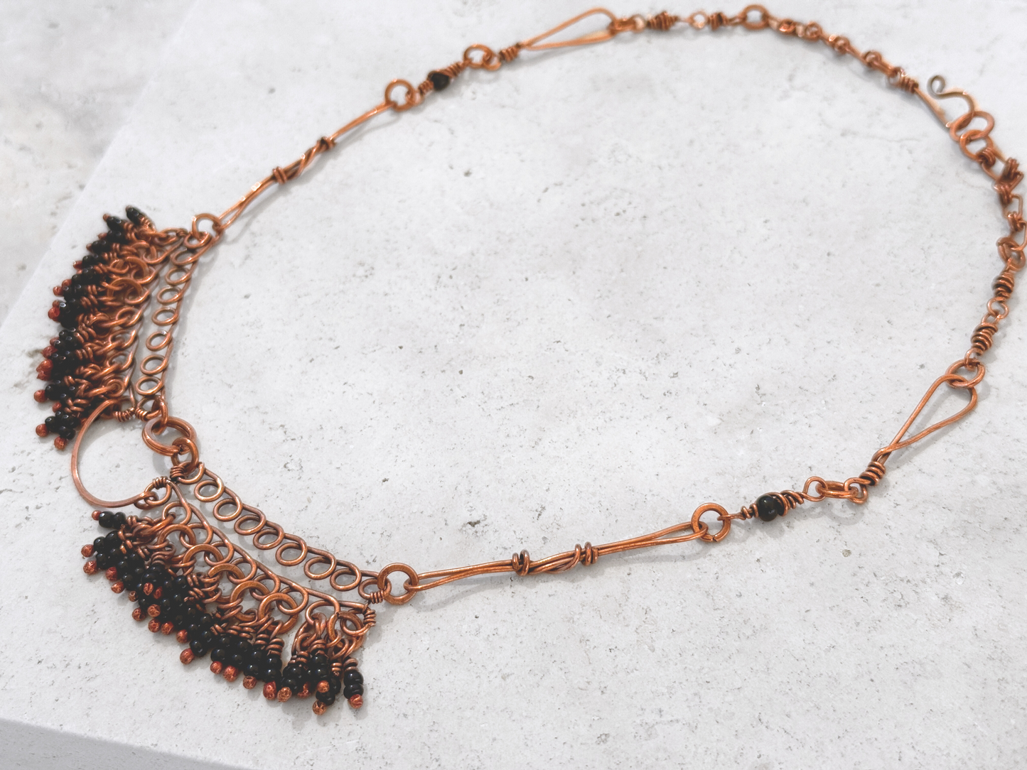 Black Crescent Fringe Necklace