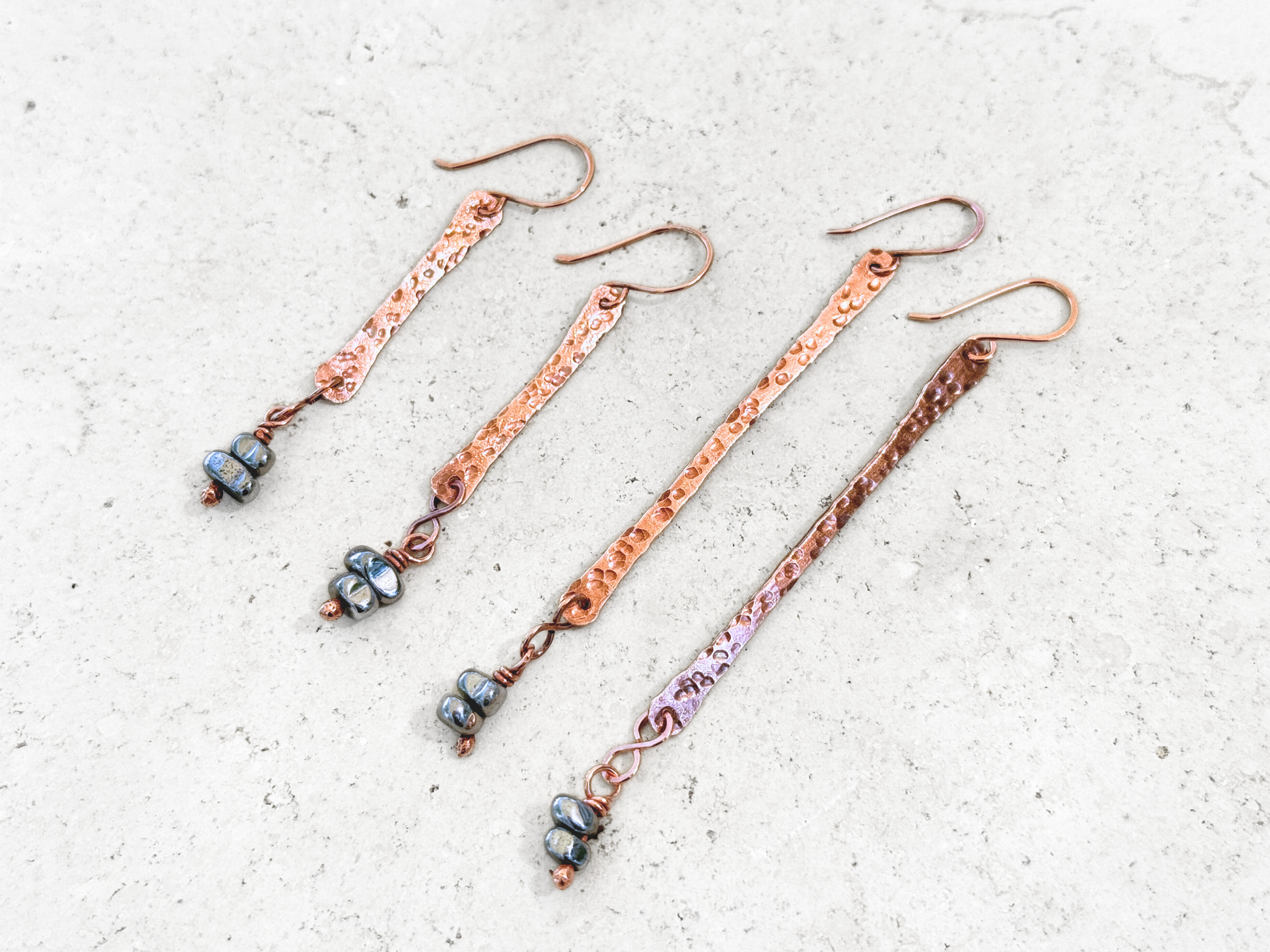 Hematite Hammered Earrings