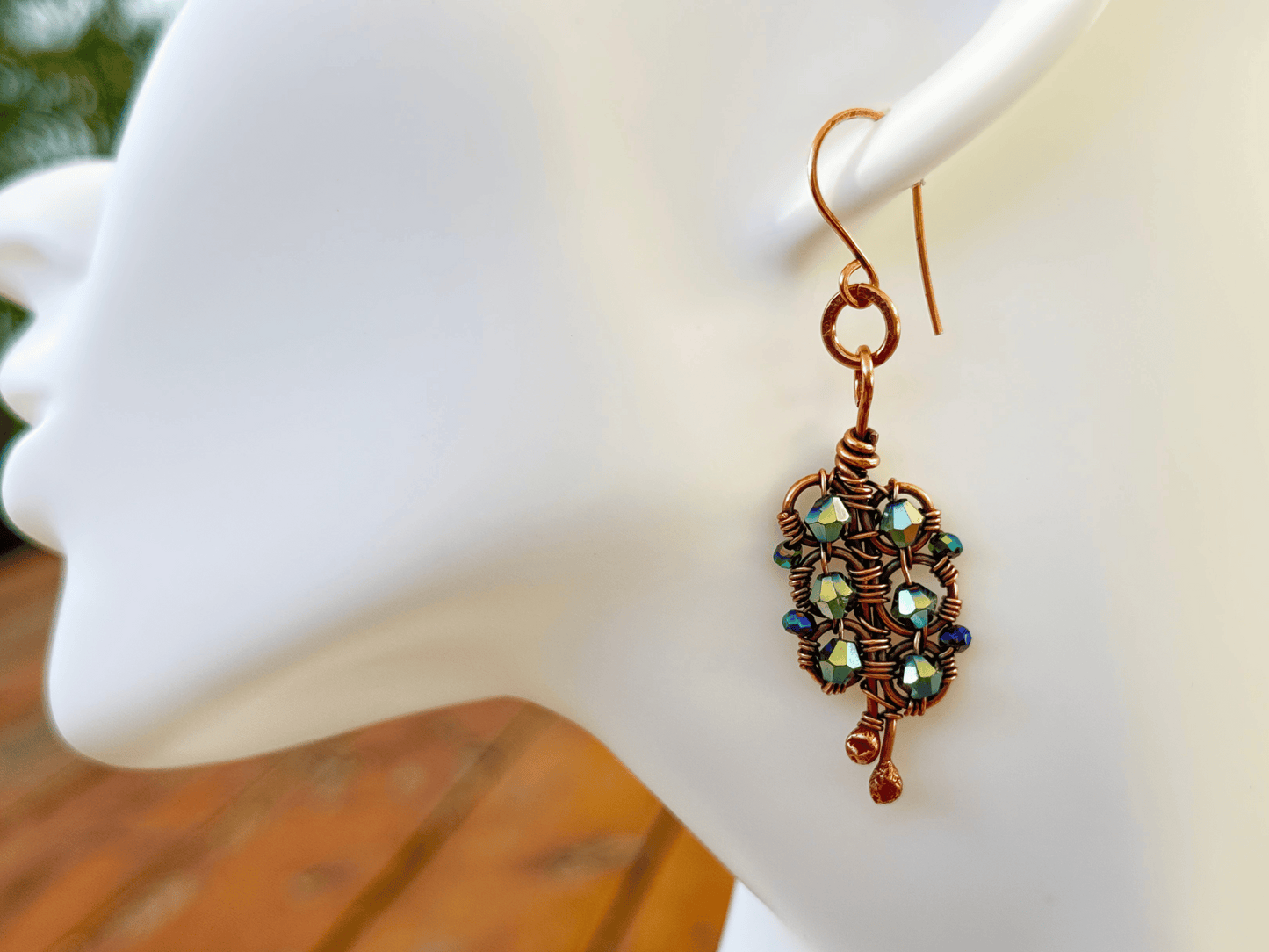 Twisted Crystal Leaf Earrings