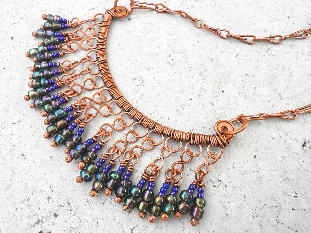 Peacock Fringe Necklace