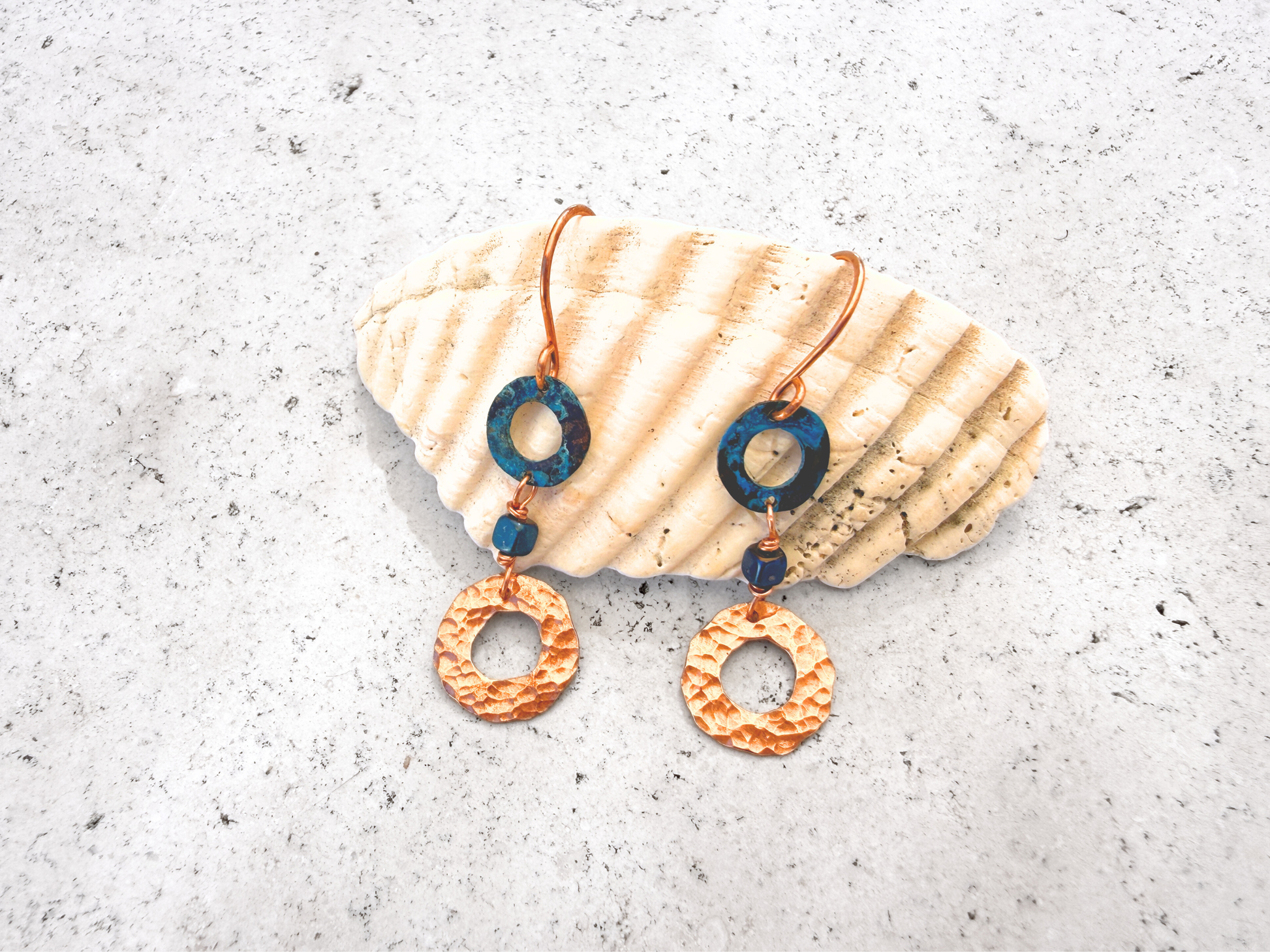 Verdigris Hammered Duo Dangles