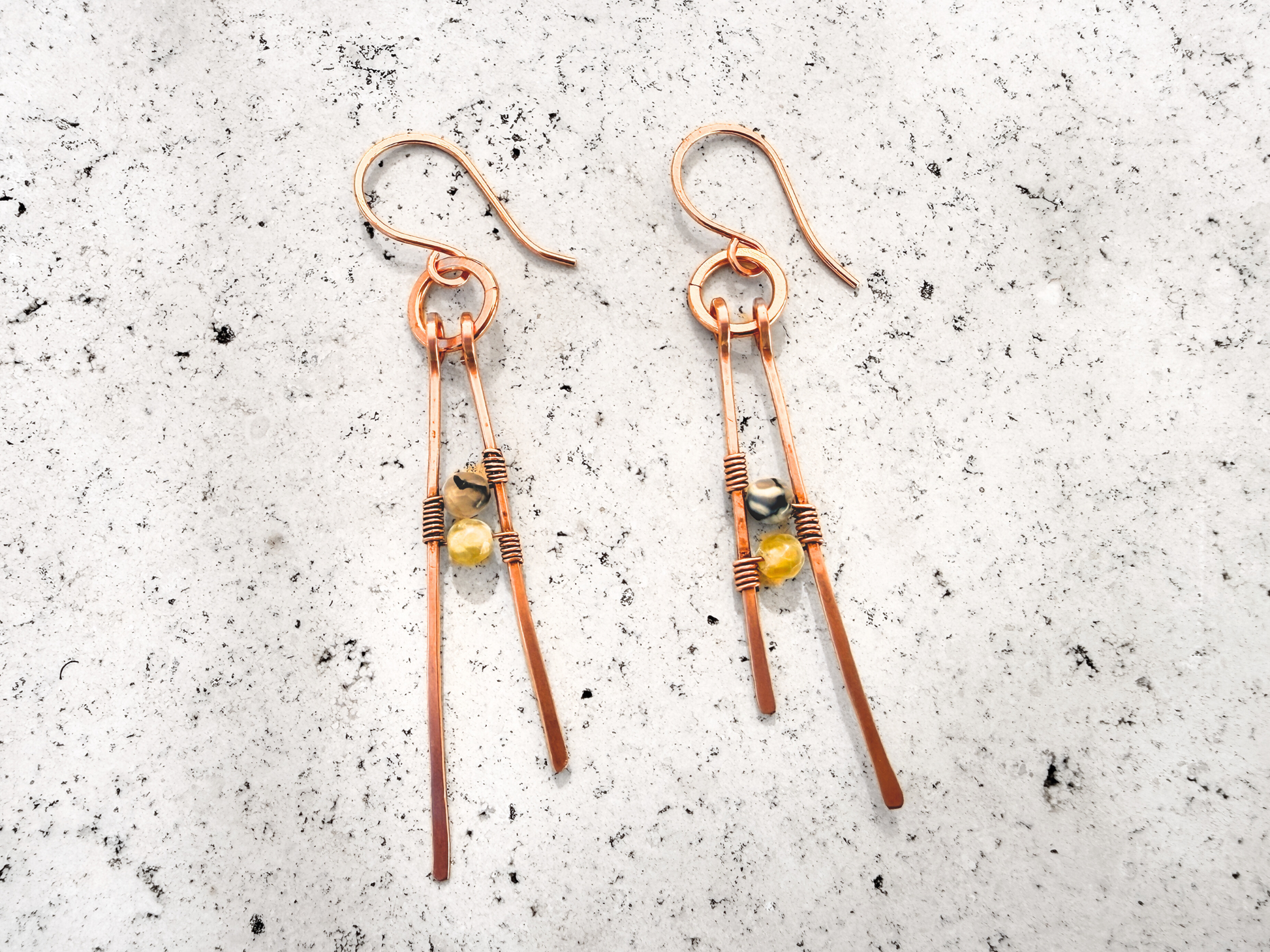Yellow Agate Prong Earrings
