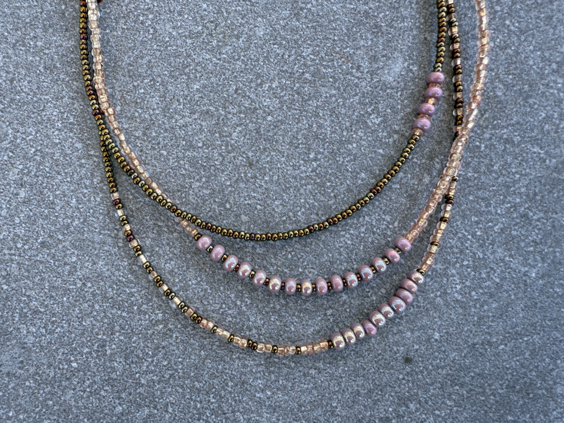 Purple Multi Strand Beaded Necklace