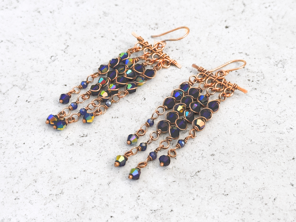 Blue Crystal Chandelier Earrings